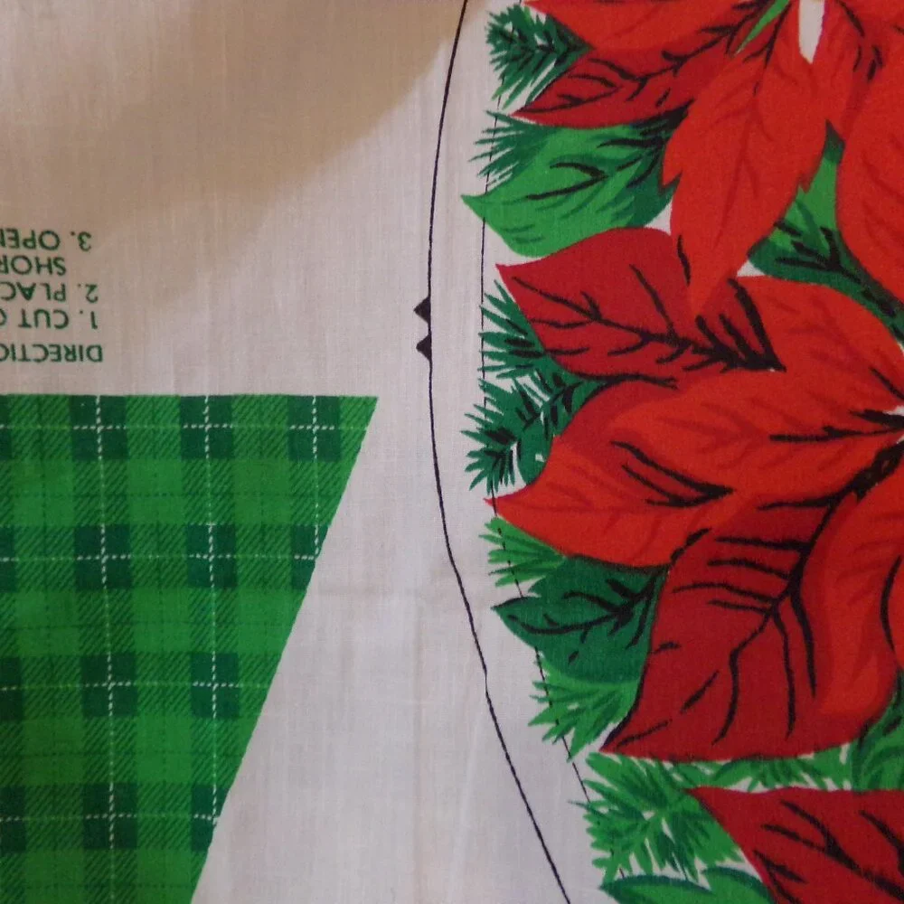 Fabric Christmas Wreath Poinsettia Craft Panel to Stitch